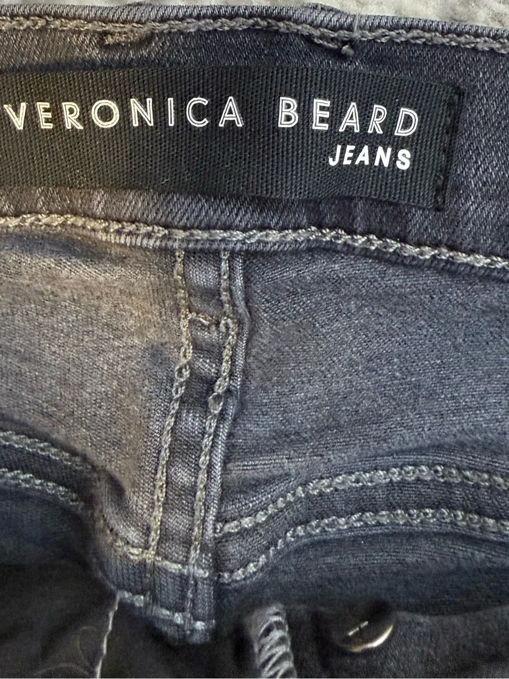 Veronica Beard Beverly Skinny Flare High Rise Jeans Size 27 Charcoal Gray Button